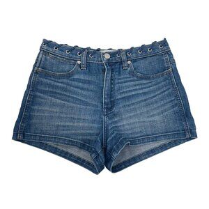 Abercrombie & Fitch Womens 6 High Rise Denim Short Shorts / Eyelet Waist Detail
